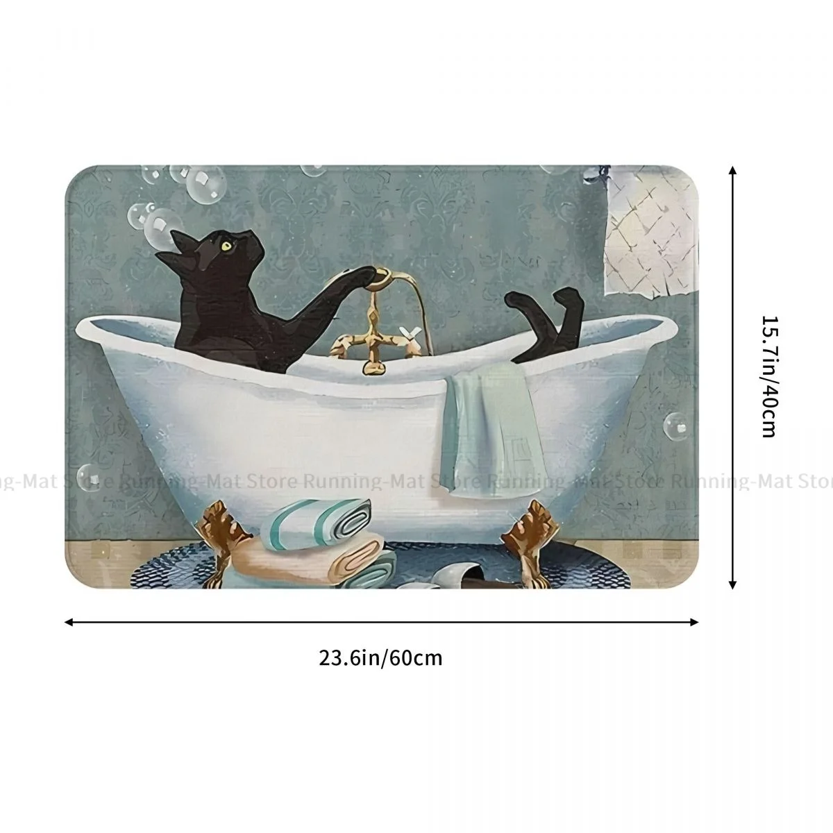 Animals Non-slip Doormat Black Cat Soap In Bathroom Bath Kitchen Mat Welcome Carpet Flannel Pattern Decor