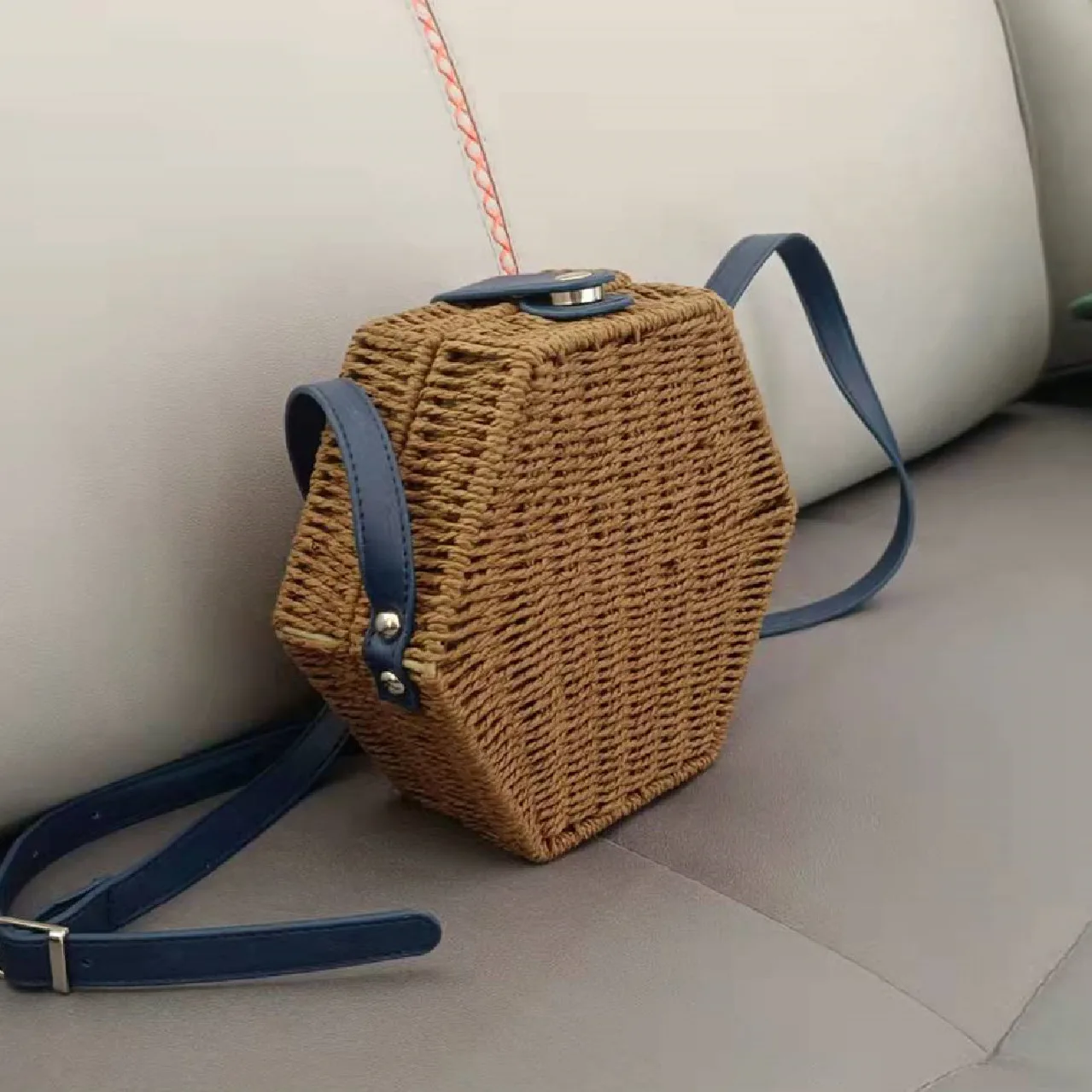 Imitation Rattan Bag Casual Fashion Girl Shoulder Bag Wild Ins Style New Straw Bag Female Travel Decorative Retro Beach Bag