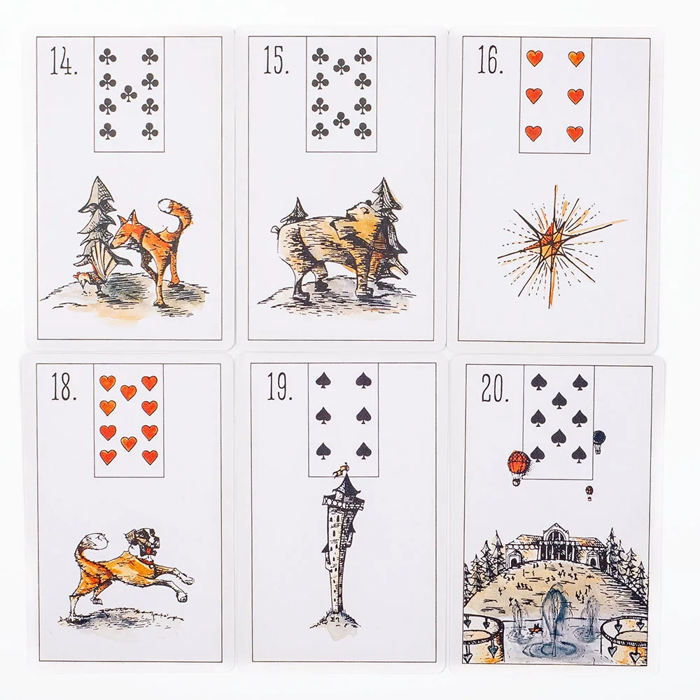 Może Talia 52-kartów Lenormand dla początkujących Wróżenie los Karty tarota Wróżenie Gry karciane Gra planszowa na imprezę 9,7 * 6,3 CM