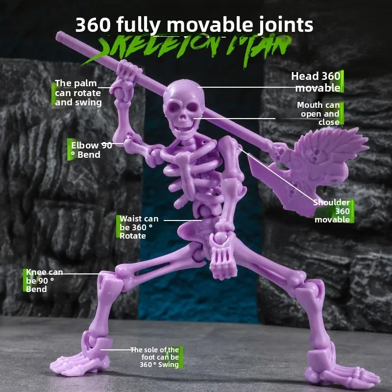 Modèle de crâne tridimensionnel, jouet d'assemblage, crâne multi-articulable et marionnette en os, décoration, figurines d'action, cadeau Anime