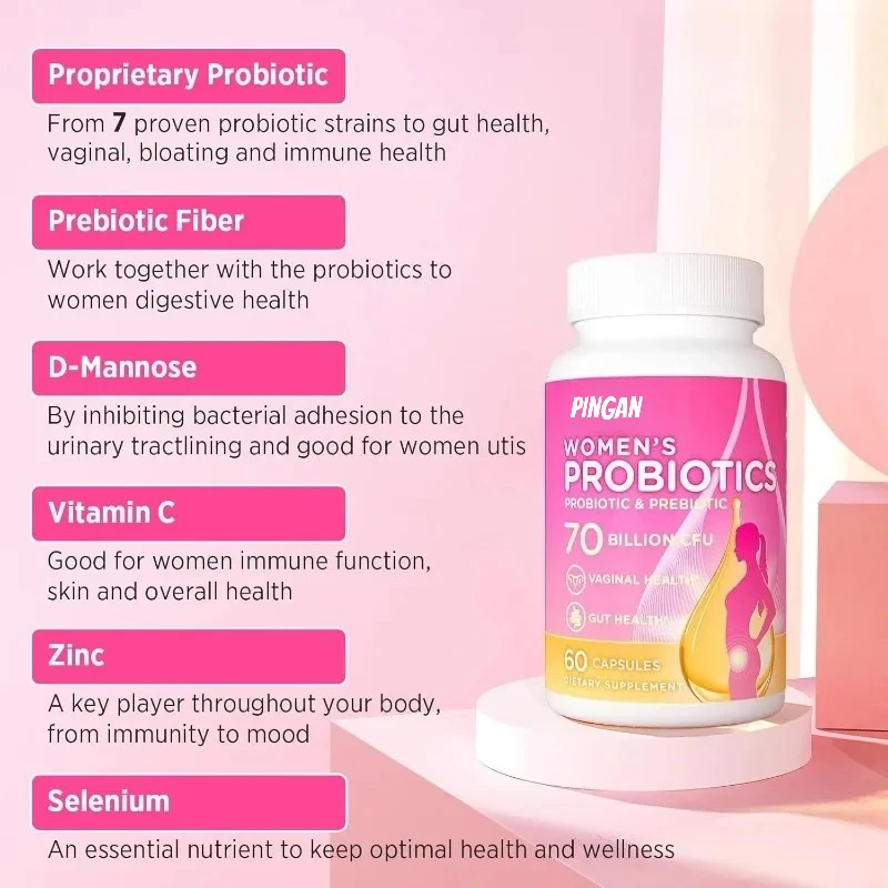 

70 Billion CFU Vaginal Probiotics with PH Balance of Probiotics, Prebiotics, and D-mannose, 60 Capsules for Urinary Health