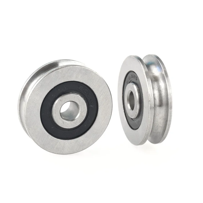 1Pc stainless steel U-groove pulley steel wire rope wheel bearing rust-proof waterproof stainless steel non-304