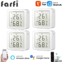 Wifi Smart Temperature And Humidity Sensor With LCD Screen Digital Display Smart Thermometer Work With Alexa Google Home