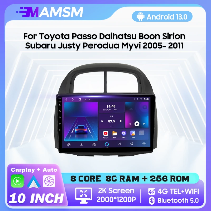 MAMSM Android 13 Car Radio For Toyota Passo Daihatsu Boon Sirion Subaru Justy Perodua Myvi 2005- 2011 Video Player GPS Autoradio