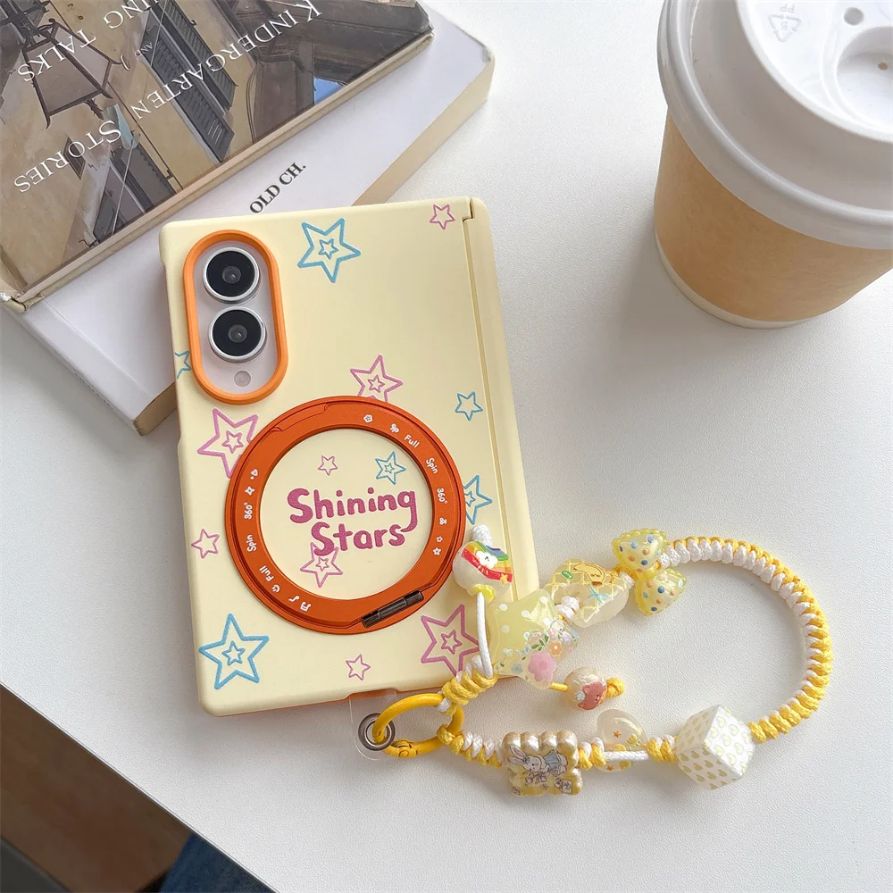 New Colorful Star Letters Magnetic Phone Case For Samsung Galaxy Z Fold8 Kawaii Shockproof for Magsafe 360° rotating bracket