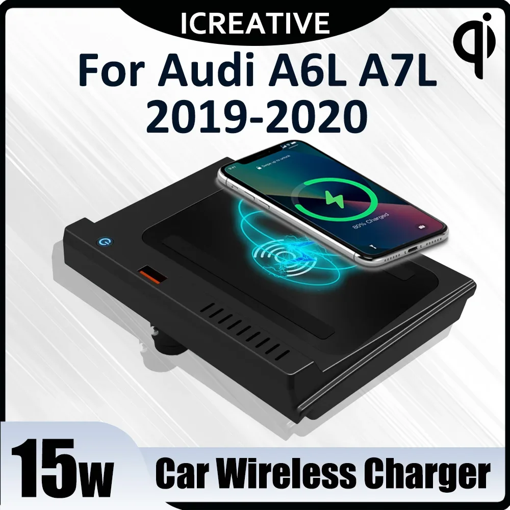 

Car Wireless Charger Qi Fast Charging Pad for Audi A6L A6 A7 C8 2019 2020 Car Accessories Wireless Charger Center Console Holder