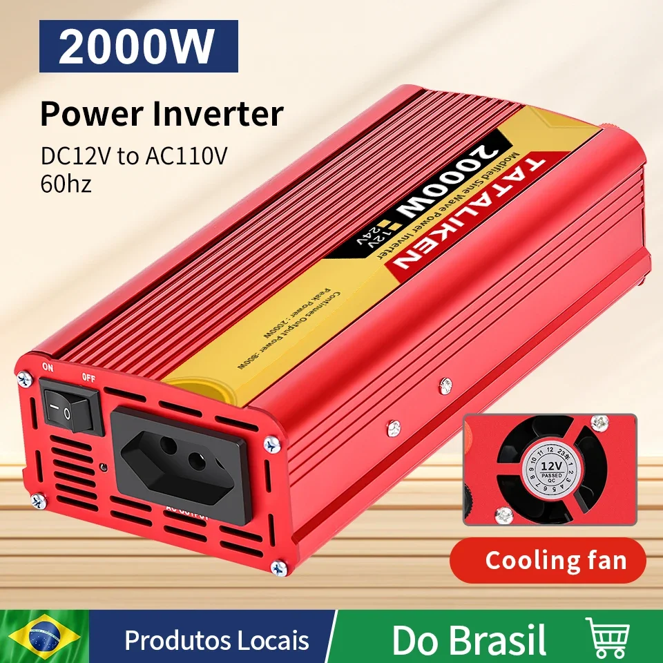 2000W Car Power Inverter DC 12V to 110V/220V 60HZ AC Converter with AC Outlets and Dual USB Car Charger for Car Home Laptop