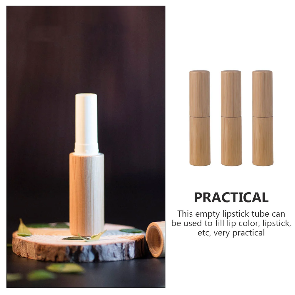 3 Pcs Bamboo Lipstick Empty Tube Tubes DIY Gloss Balm Containers Using Stand Air Traffic Control