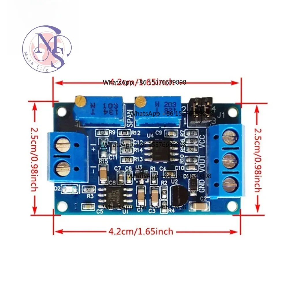 Industrial Voltage Current Signal Converter Module, 4-20mA to 0-3.3V 0-5V 0-10V, Adjustable Zero & Span for Precision Conversion
