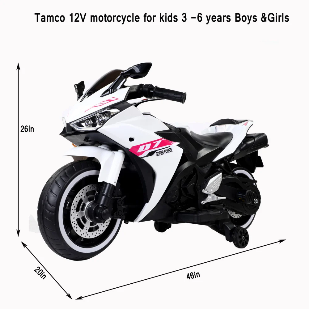 Tamco Elektro-Motorrad/12 V, Kinderspielzeug, Motorrad/Elektroauto für Kinder/Elektro-Fahrspielzeug für Jungen und Mädchen im Alter von 3, 4, 5, 6 Jahren