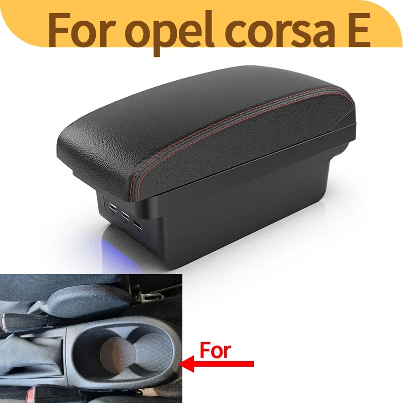 

Для Opel Corsa E 2014-2020 подлокотник модификация салона автомобиля многофункциональное двухслойное хранилище USB аксессуар для центральной консоли