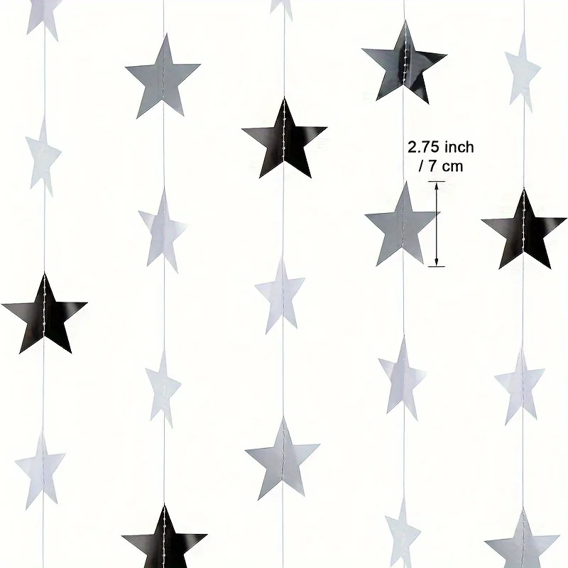 4/8/12m Glitzernde Silberne Sternengirlande DIY Hängende Schnurbanner Deko für Geburtstagsfeier Hochzeit Babyparty Zubehör Heimdekoration – Detail 3