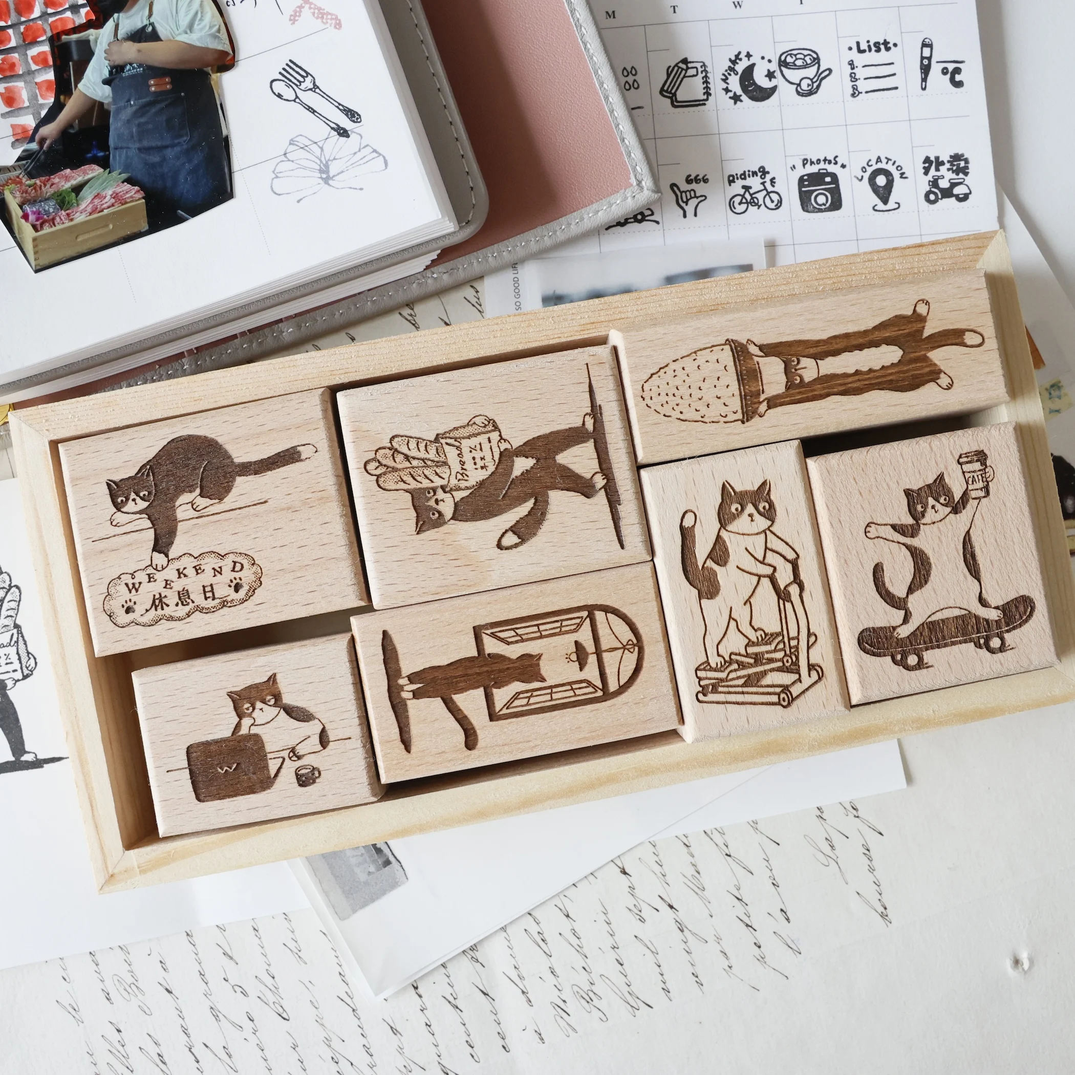 Zwei Waschbären Vintage Lovely Cat's Daily Life Holzstempel für DIY Scrapbooking Fotoalbum Kartenherstellung