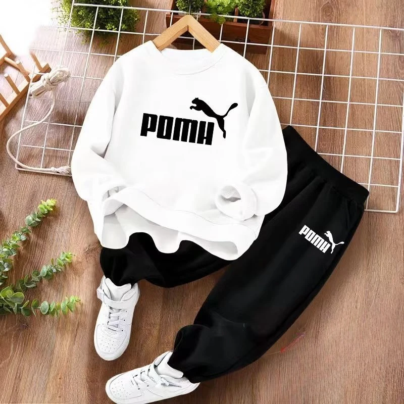 Autumn Children Boy Clothes Set Kid Girls Letter Printed Sweatshirts Pullover Top And Pants Bottom 2pcs Outfits Baby Tracksuits