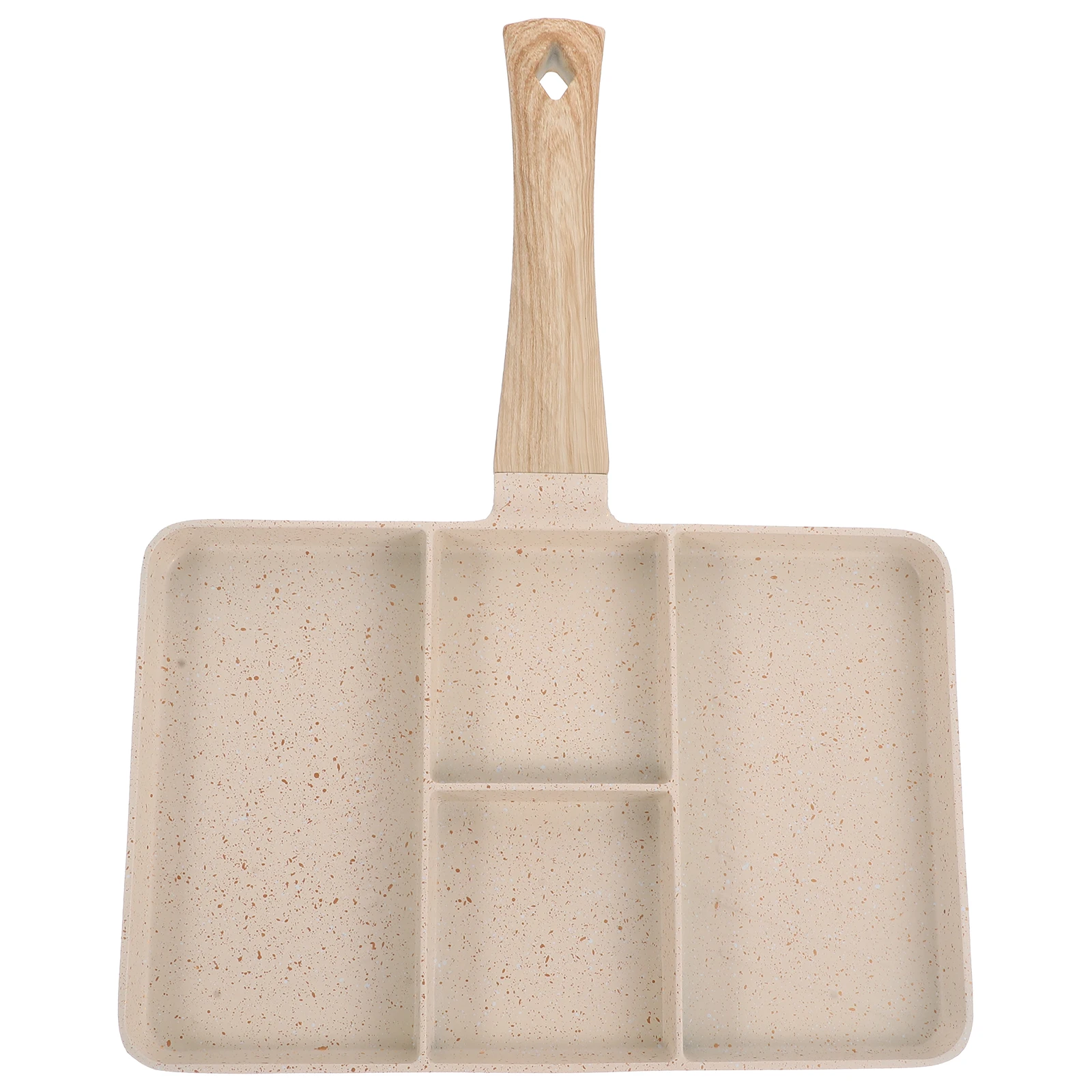 

Maifan Stone Egg Frying Nonstick Breakfast Pan Kitchen Cooking Steak Pan Wooden Handle Multifunctional Square Aluminum Alloy