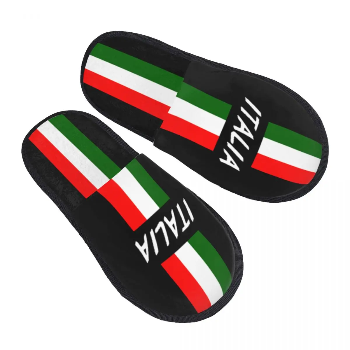 Custom Italy Flag Soft Memory Foam House Slippers Women Cozy Warm Anti-skid Sole Slipper