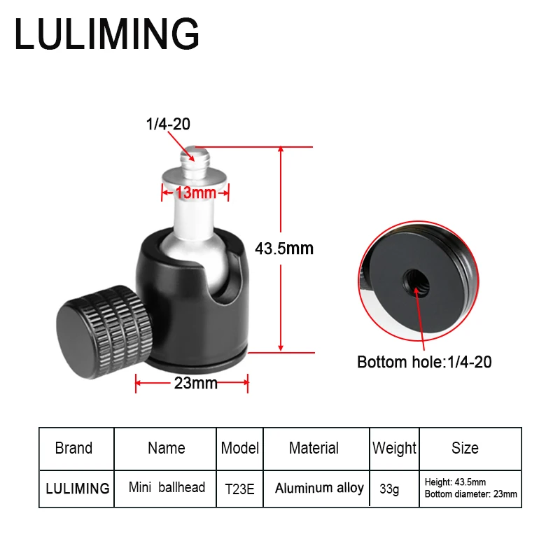 Tripod Camera Ballhead Photography Live Broadcast  Accessories 1/4 3/8 M4 M5 M6 Interface Aluminum Alloy Mini Camera  Ball head