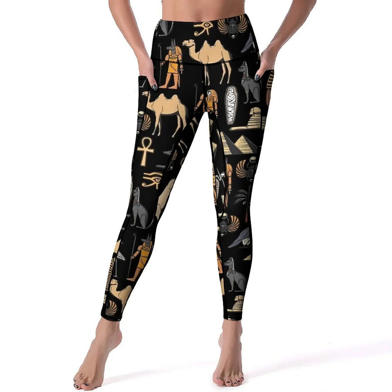 Leggings de arte egípcia antiga sexy história do egito calças de yoga de cintura alta casual elástico leggins design fitness ginásio collants