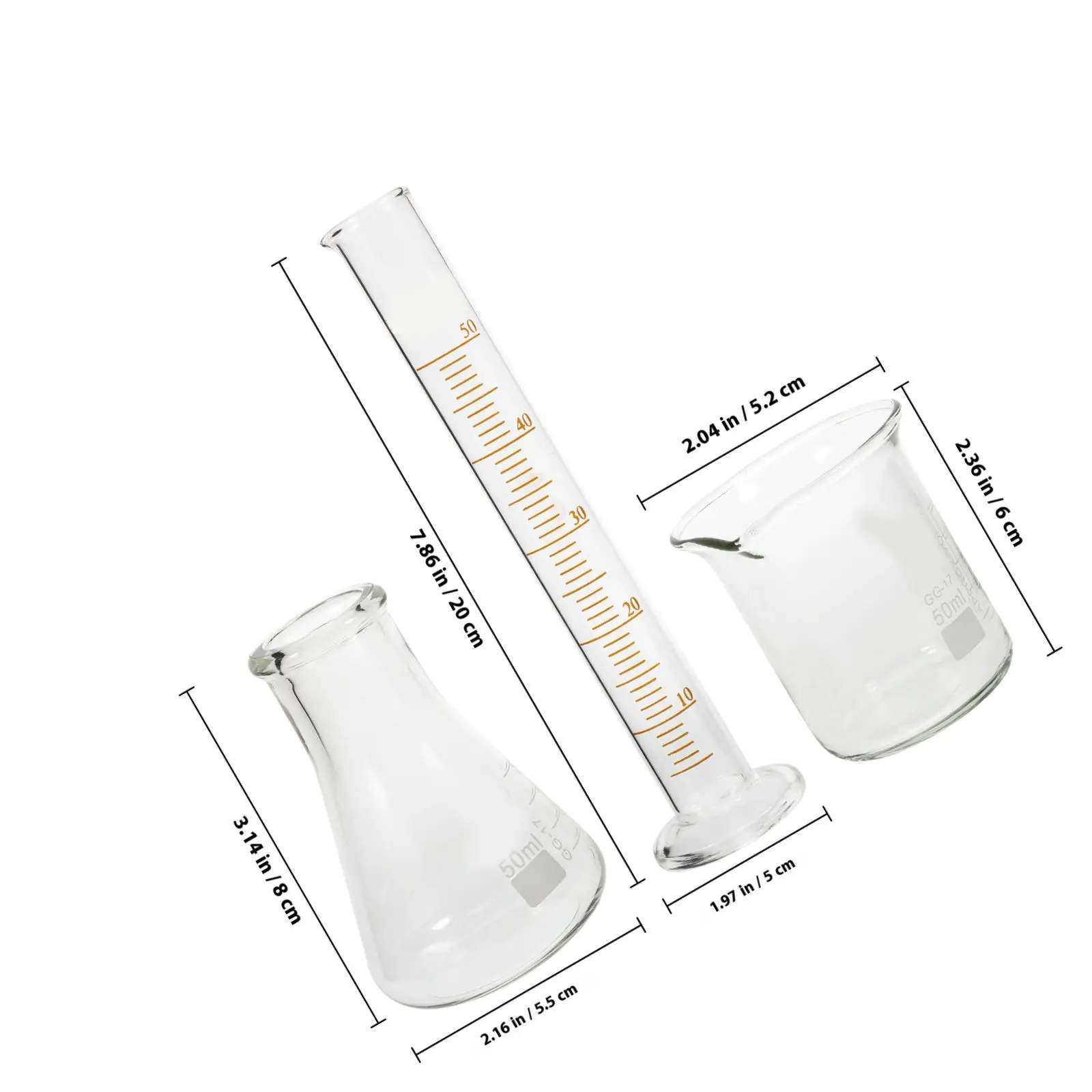 1Set Glass Laboratory Beaker Graduated Cylinder Flask Measuring Set Scientific Chemistry Experiment Supplies Measuring Cup
