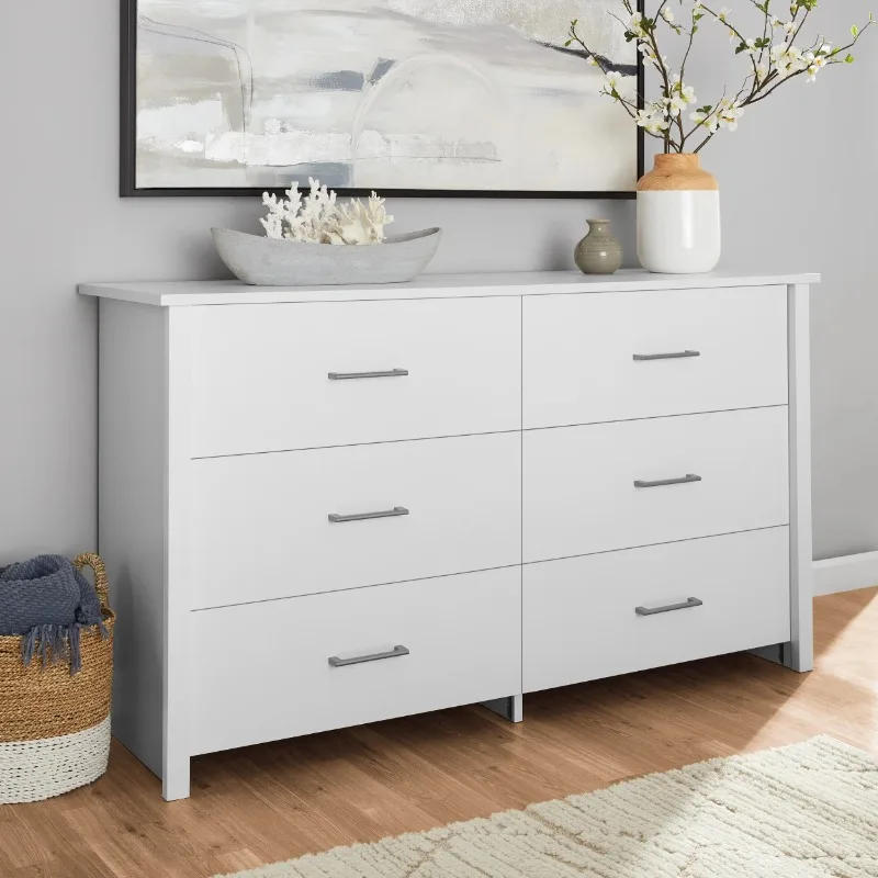 Hillside 6-Drawer Dresser, Soft White Finish,living room furniture, a perfect addition to any bedroom furniture set