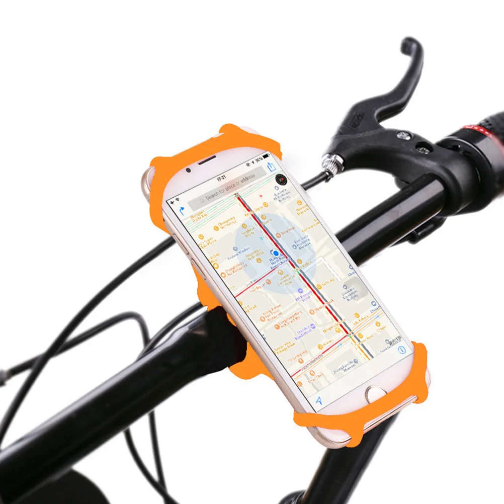 

Universal Bike Phone Holder Shockproof Silicone Motorcycle Cradle Clamp for Smartphones GPS Navigator Orange Motorcycle Holder