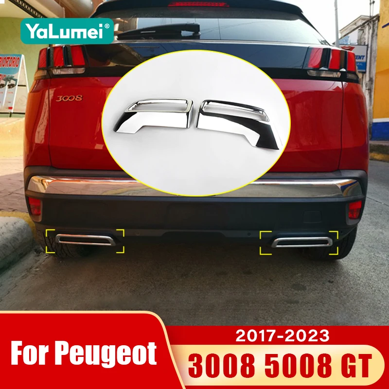 Für Peugeot 3008 5008 GT 2017 2018 2019 2020 2021 2022 2023 Hybrid-Auto Heck-Auspuff-Endrohr-Abdeckung Zubehör