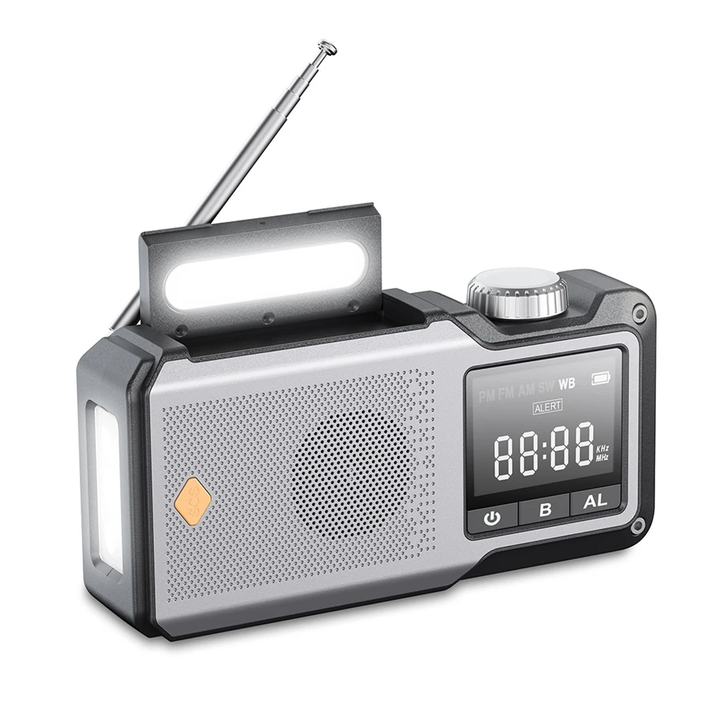 10000mAh 핸드 크랭크 비상 라디오 태양열 구동 라디오 AM/FM/WB 날씨 라디오 야외 캠핑 및 비상용 휴대용 라디오