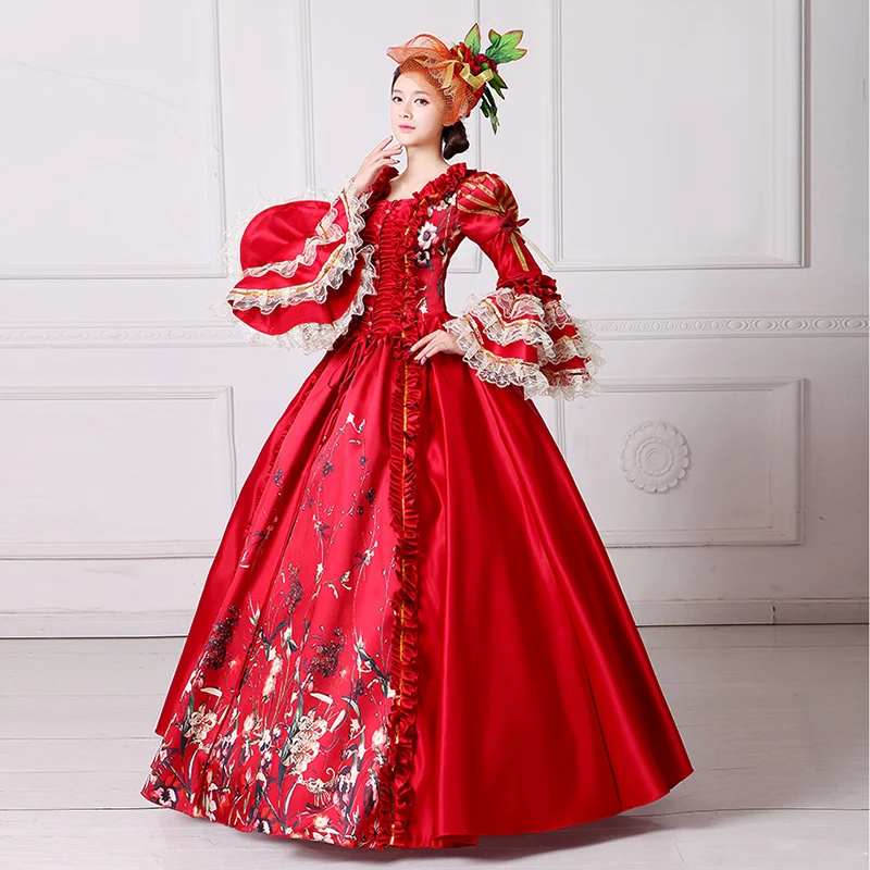 GUXQD Elegant Ball Gown Medieval Marie Court Evening Dresses Baroque Victorian Prom Party Gowns Masquerade Halloween