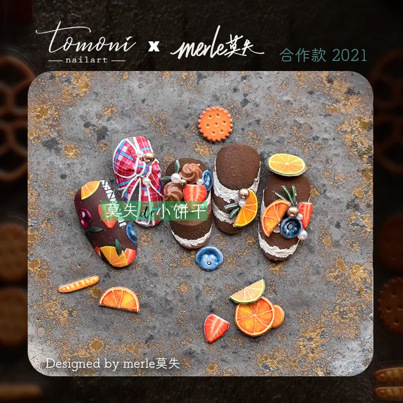 Pegatinas adhesivas de alta calidad para decoración de uñas, calcomanías de postre, galleta de helado de chocolate en relieve suave 5D, accesorios de calcomanías