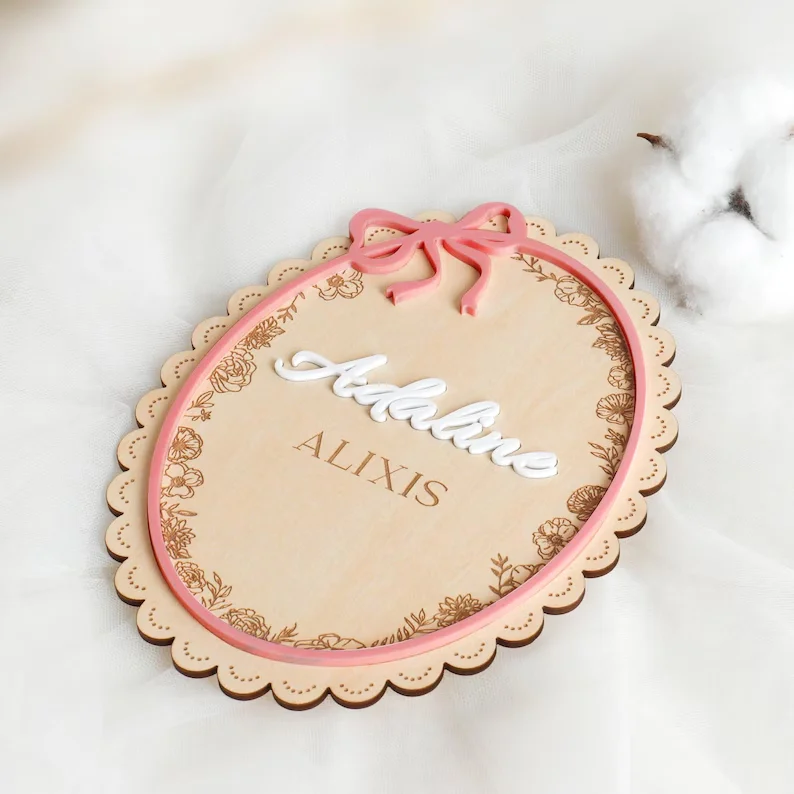 1pc Wooden Newborn Name Sign, Custom Baby Name Wood Sign, Name Reveal Photo Prop, Baby Photo Prop view 6