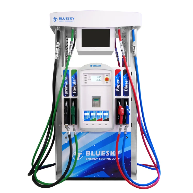 BlueSky RT-HG482 Petrol Fuel Dispenser Pump With Multimedia POS & RFID Payment System 0.30% Accuracy 5-55L/min Flow