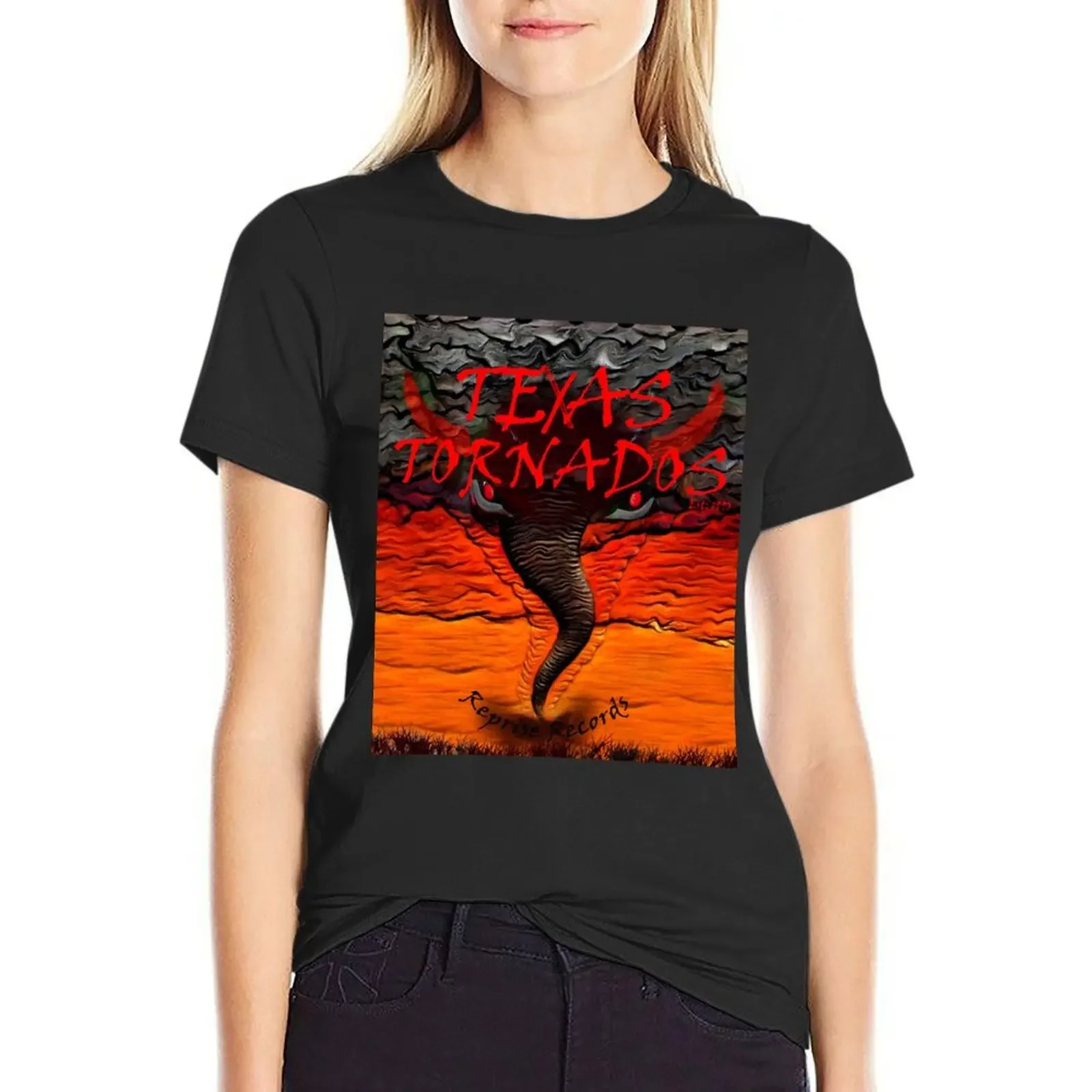 Texas Tornados band artwork C T-Shirt kawaii clothes tops lady clothes funny t shirt for Women