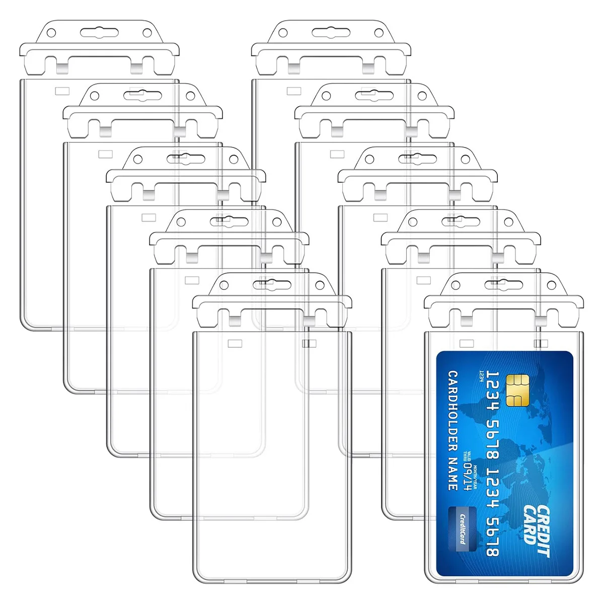 5pcsABS Transparent Horizontal Plastic Card Holder Locking Certificate Card Holder PC Hard Plastic Chest Plate Nurse Accessories