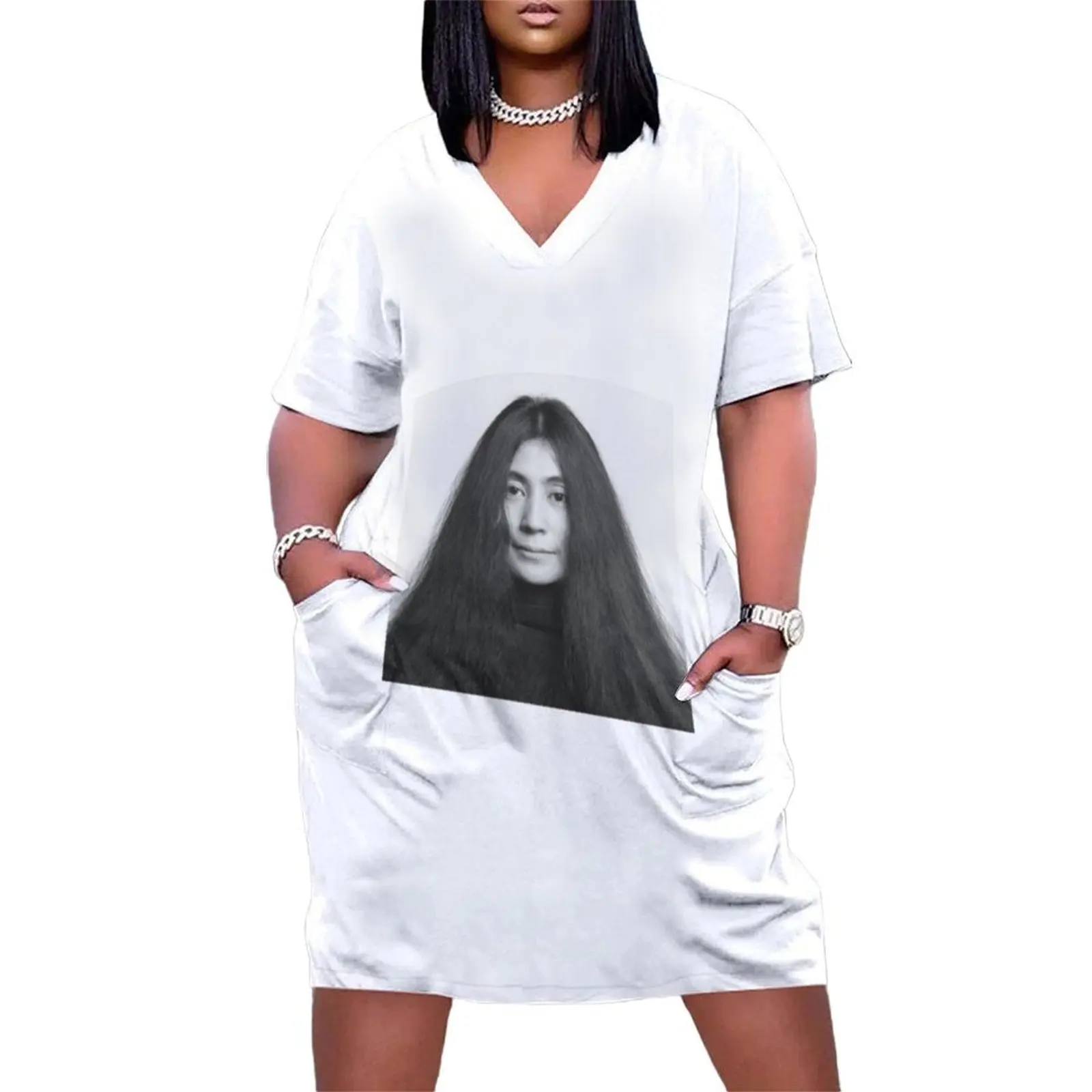 

Yoko Ono Portrait Loose Pocket Dress loose women's dress dress women summer 2025 Summer dresses for women