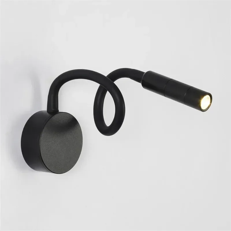 

LED Reading Wall Lamp 3W Flexible Hose Bedside Wall Mounted Sconce Bedroom Study Wall Light With Switch Table lampwall lamp