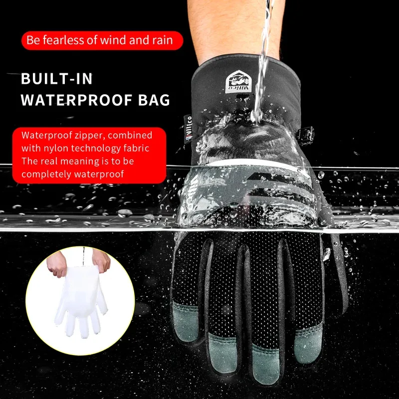 

Men Women Winter Warm Coldproof Cycling Gloves Outdoor Running Motorcycle Ski Touch Screen Fleece Glove Non-slip Full Fingers