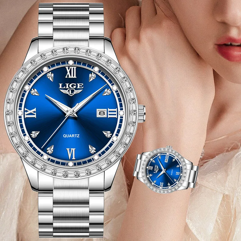 

Reloj de mujer LIGE Women's Watch quartz 2026 luxury Ladies Watch luminous calendar fashion waterproof Women's wristwatch+BOX