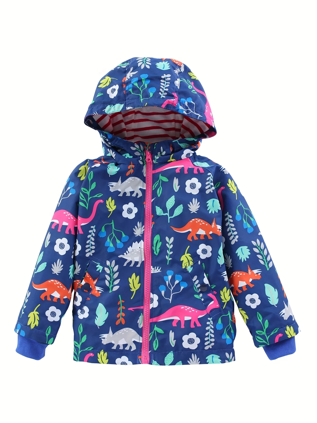 Autumn winter Toddler Baby Boys Girls Hooded Jacket Windbreaker Fashion Boys Dinosaur Print Coat Long Sleeve raincoat Lightweigh