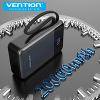 Vention Power Bank 65W Auxiliary Battery with Built-in C Cable 20000mAh External Spare Battery Portable Power Bank for Laptop