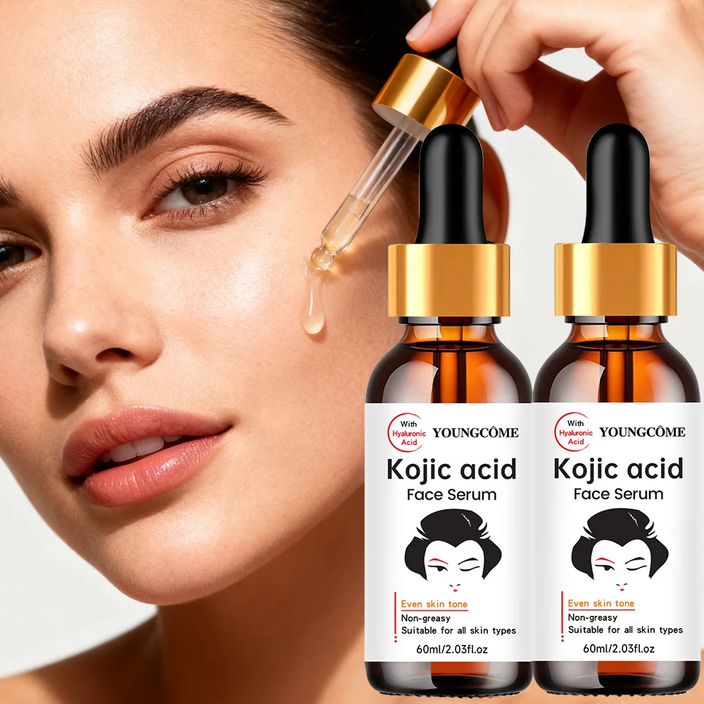 2PCS YOUNGCOME Kojic Acid Face Serum - Brightening Anti-Aging Treatment, Evens Skin ToneFades Dark Spots, Skin Essence Shrink.