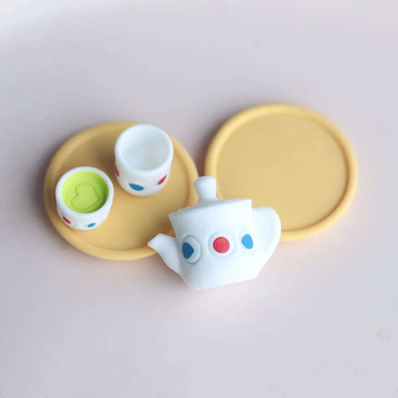 (BF06)4 Pcs/set Miniature Simulation Food Play Teapot Teacup Set Mini Soldier Hand-made Decoration Play House Scene Props Model