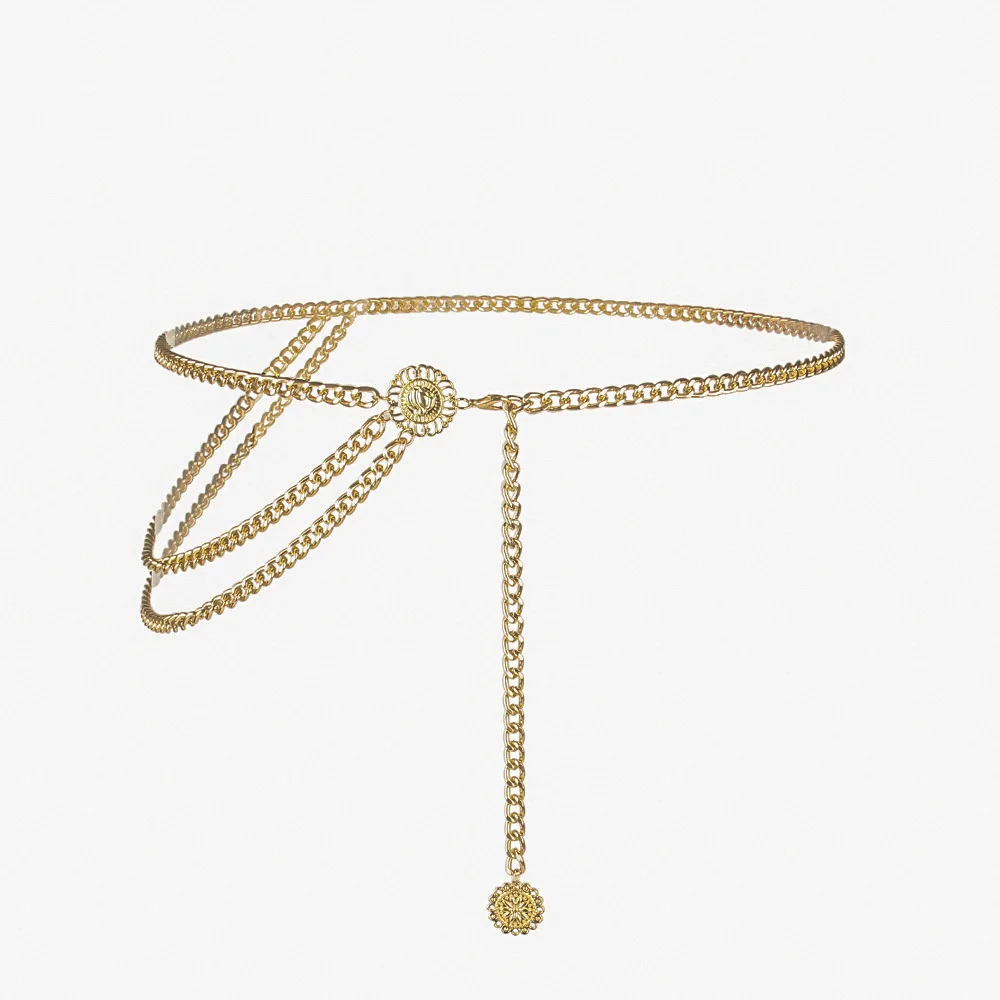 سلسلة خصر معدنية لليوغا متعددة الاستخدامات وبسيطة وذات طابع شخصي، منتج جديد عبر الحدود، إكسسوار للنساء متعدد الحلقات وقابل لل...