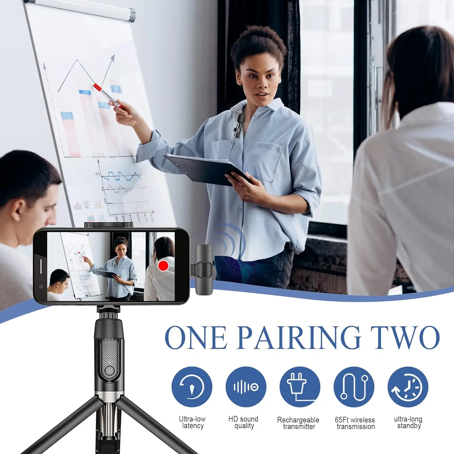 ميكروفون Lavalier لاسلكي جديد محمول لتسجيل الصوت والفيديو، ميكروفون صغير لهاتف iPhone Android، بث مباشر للألعاب، ميكروفون للهاتف #4