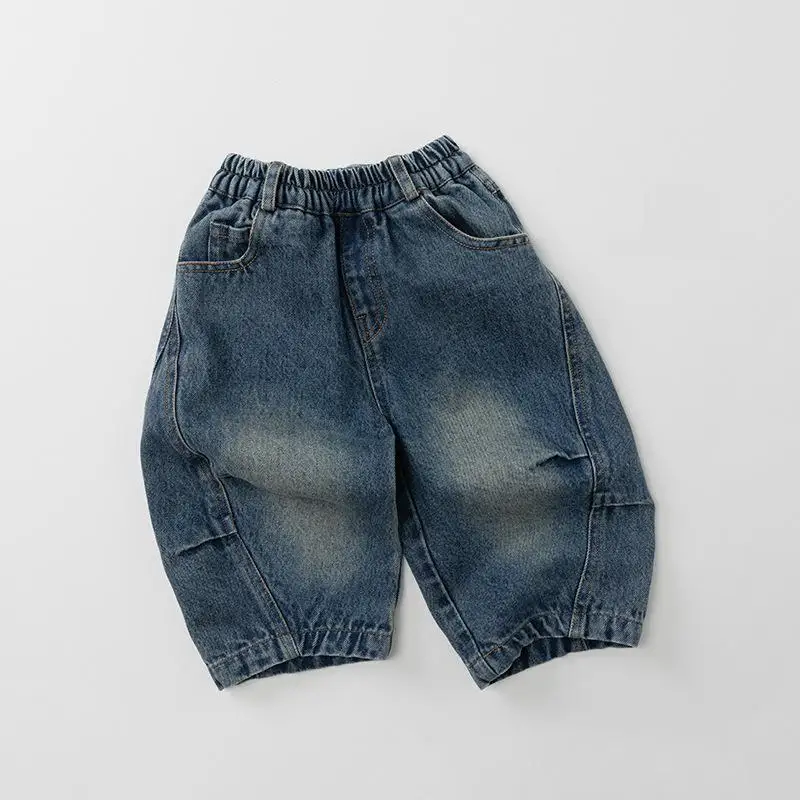 

2026 Spring New Children Jeans Baby Loose Casual Pants Boys Girls Denim Harem Pants Baby Loose Trousers Fashion Kids Clothes