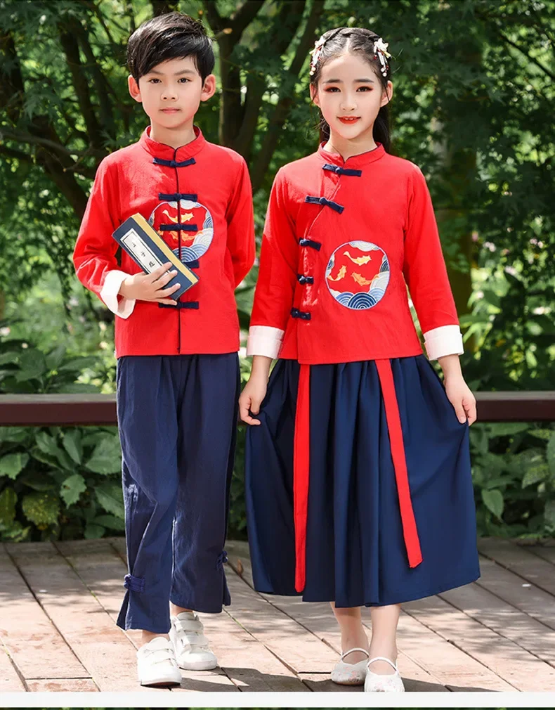 

Children's Ancient Costume Baby Hanfu Cosplay Boy Suit Performance Two Piece Set Kids Chinese Outfit Girl Clothes Roupa Infantil