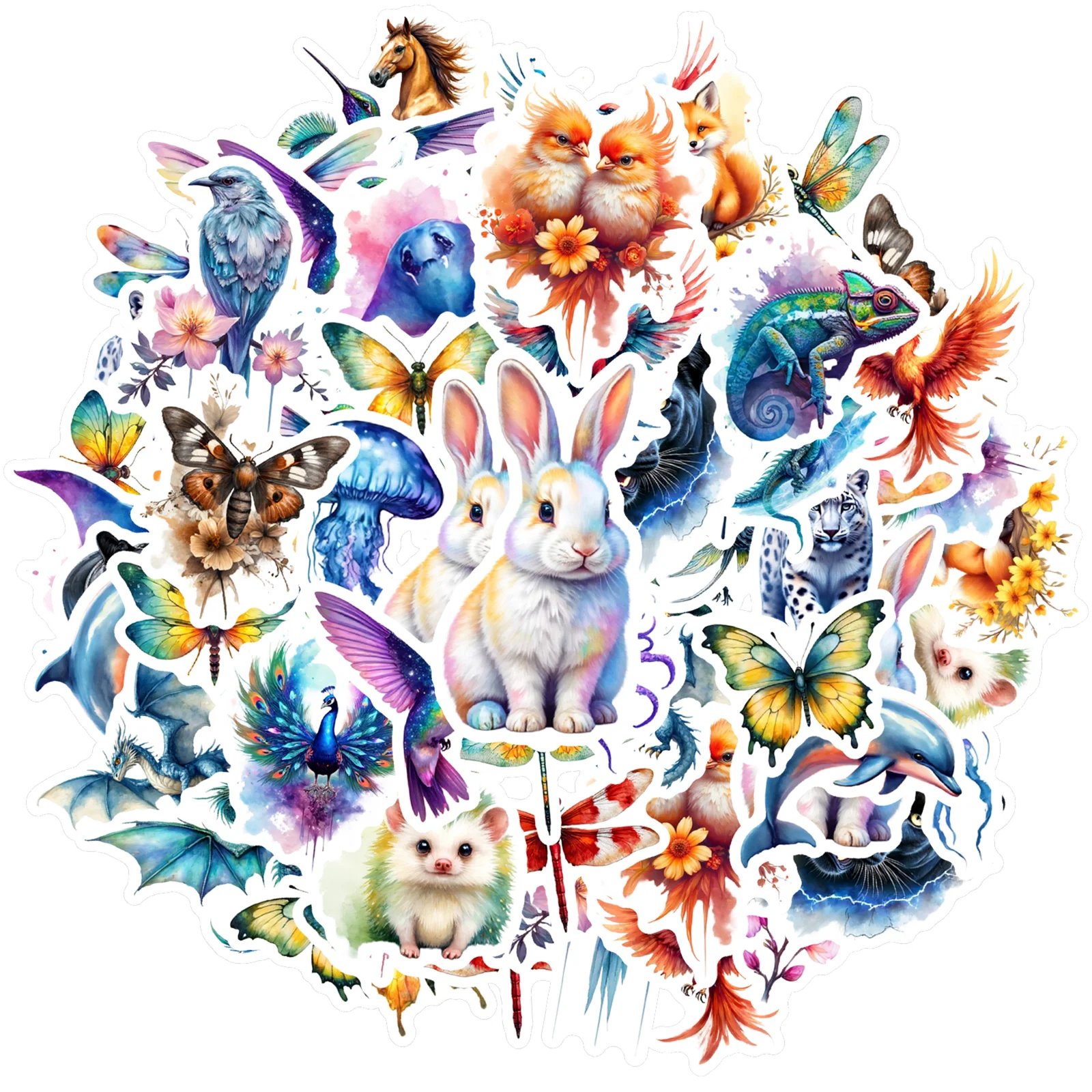 

35 шт.-50 шт., яркие наклейки с природой, красочные животные, наклейки «сделай сам», наклейки для ноутбука, багажа, скрапбукинга, дневника