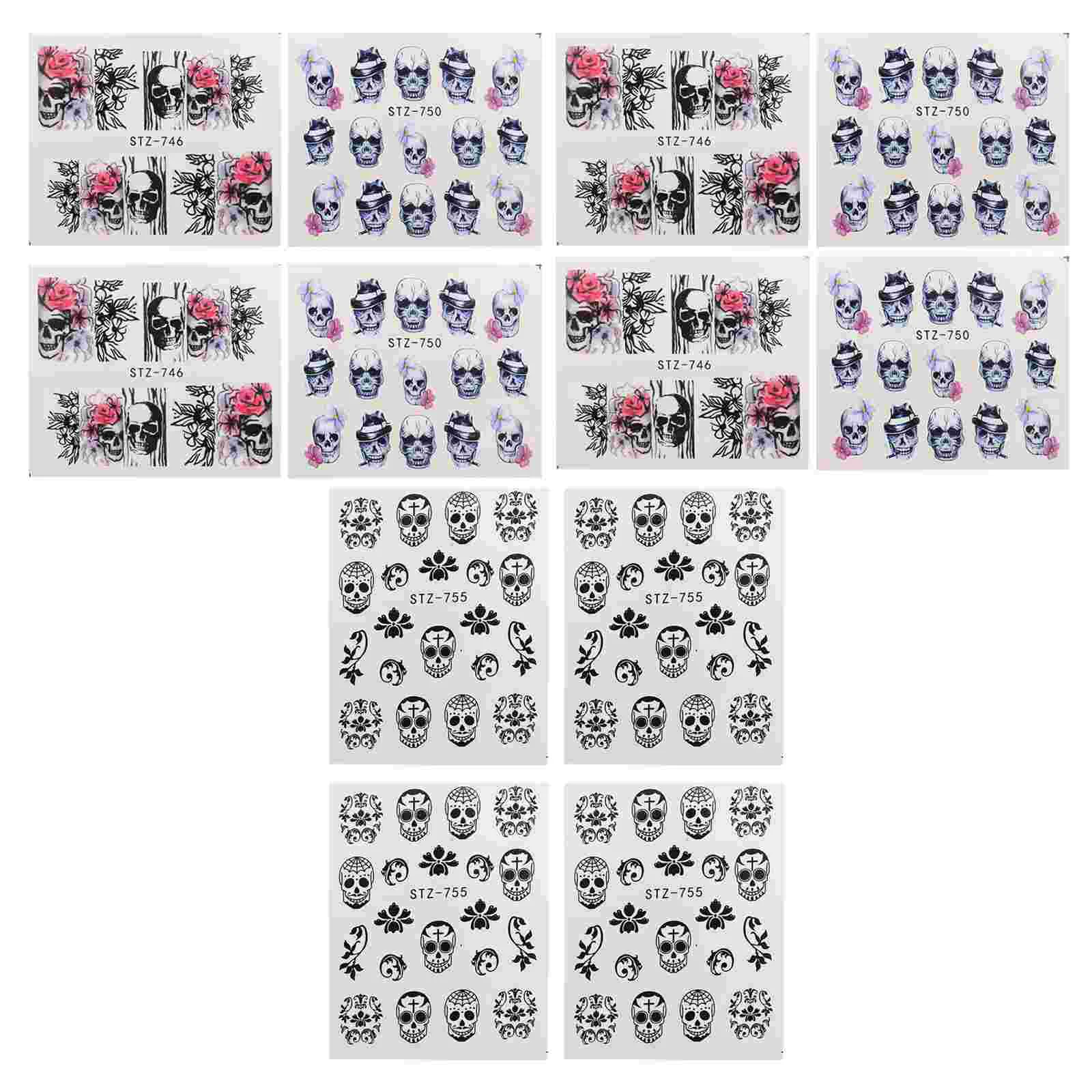 15 Sheets Halloween Nail Stickers Jesus Transfer Skull Wraps Manicure DIY Decals Decoration Paste Self-adhesive