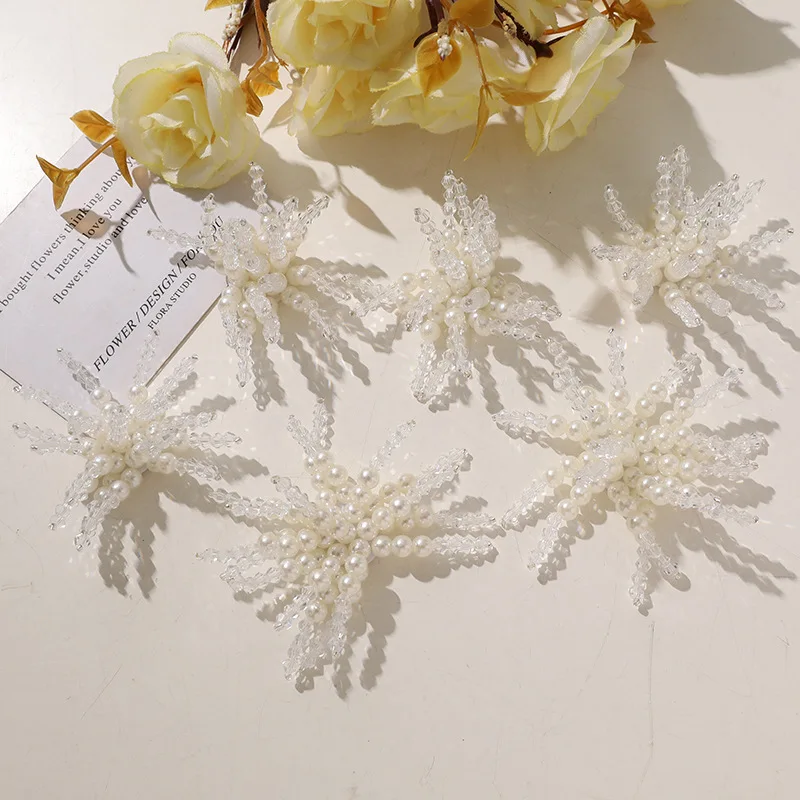 Shoe Charms 1pc White Pearl Crystal Firework Beads for Clog Sandals Korean Style Summer Clear Waterproof Durable