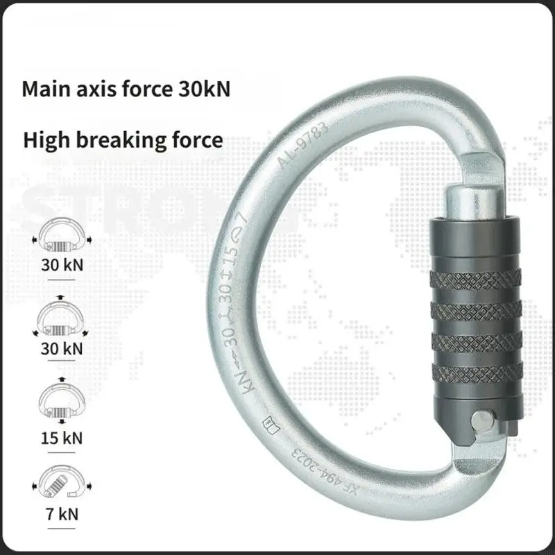 Leichter, tragender Aluminiumkarabiner, sicherer, automatisch verriegelnder Karabiner für Wandern, Camping und Industriearbeiten – Detail 10