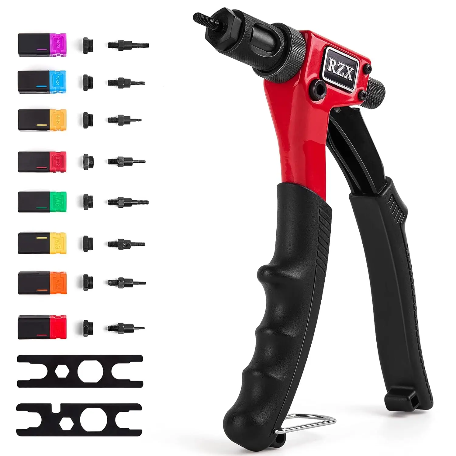 8-Inch Rivet Nut Gun with M3-M6 and SAE Threads, Hand Riveter Tool for Easy Fastening